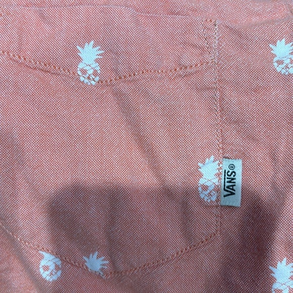 Vans Coral Button-Down Shirt with White Patterns - Picture 4 of 4